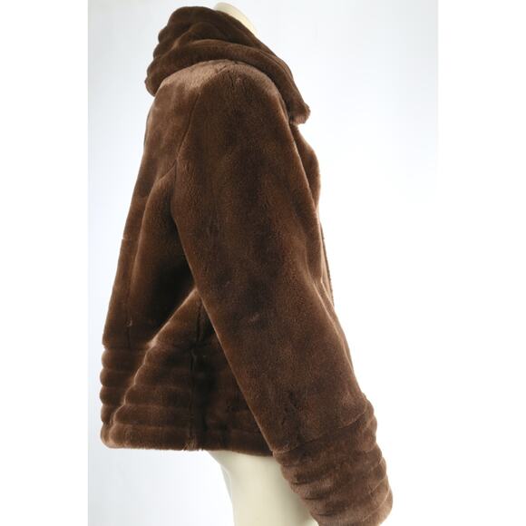 1 Madison Brown Faux Fur Short Coat Jacket Women’s Size Large L Winter Warm - Picture 8 of 10